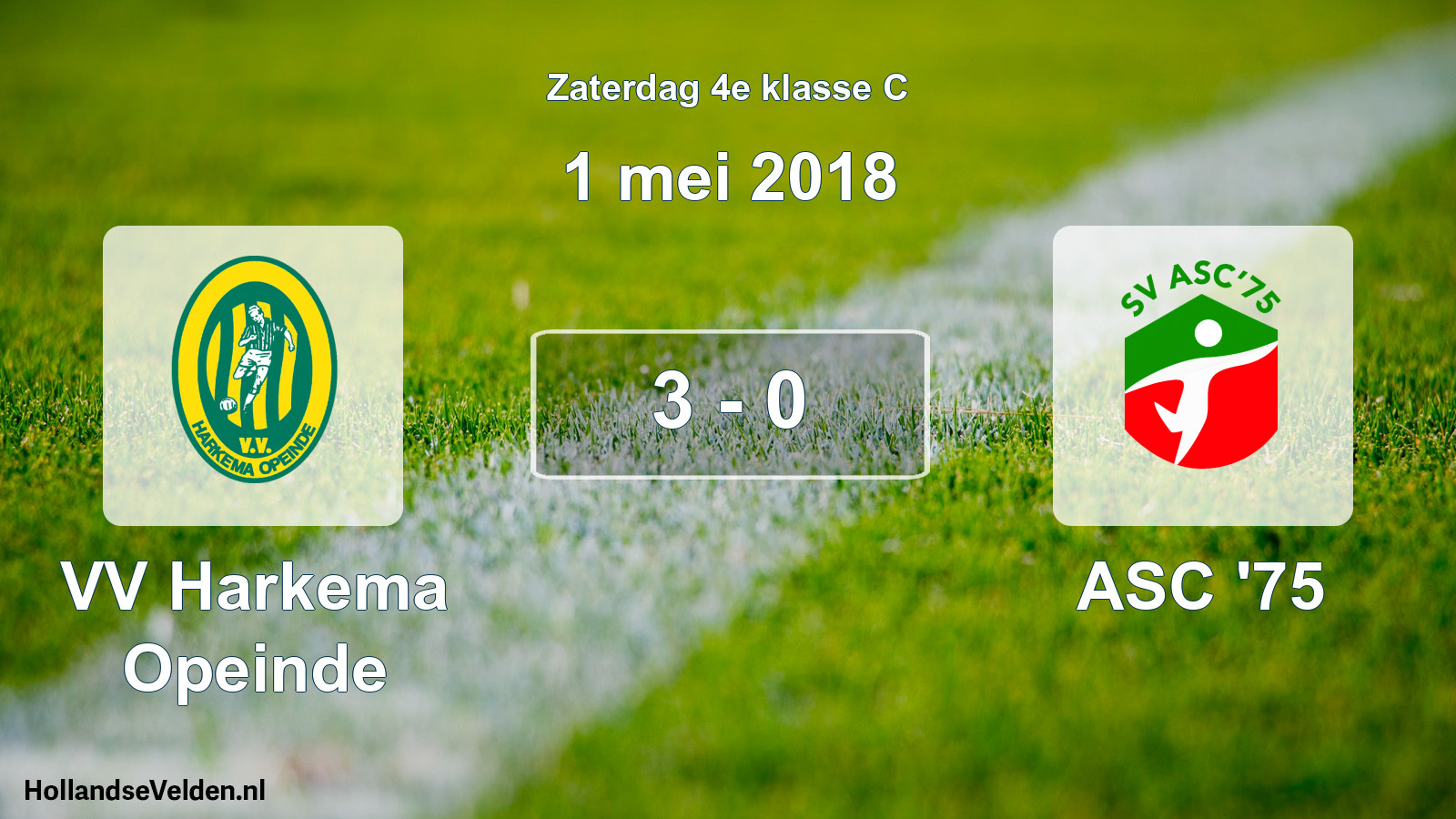 Total number of matches played: VV Harkema Opeinde - ASC '75 3 - 0 (1 May 2018)