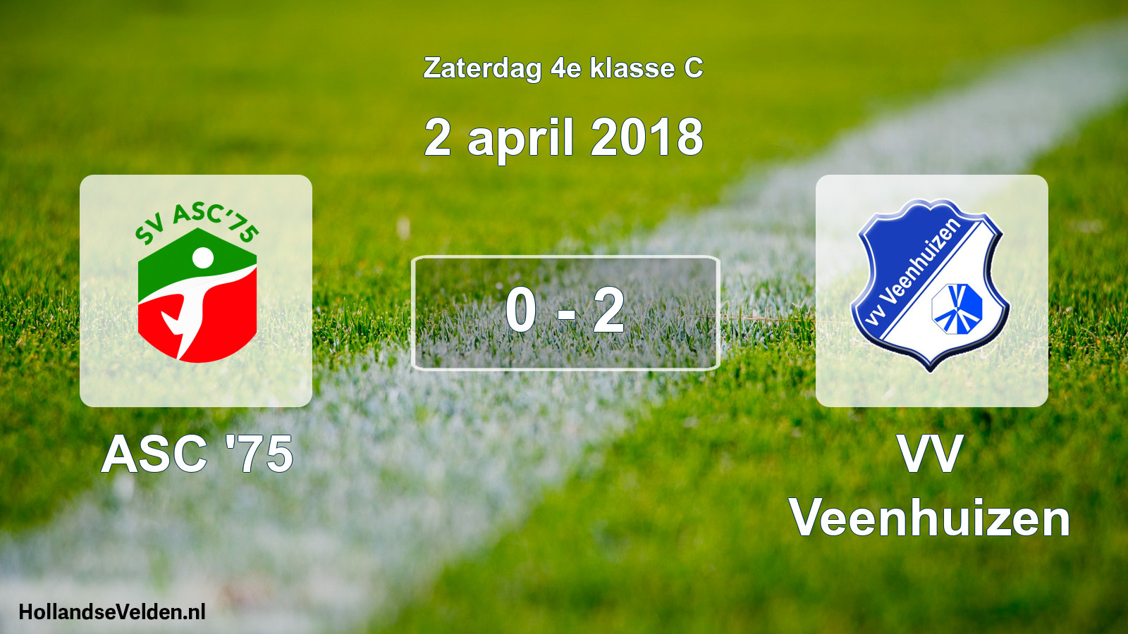 Total number of matches played: ASC '75 - VV Veenhuizen 0 - 2 (2 April 2018)