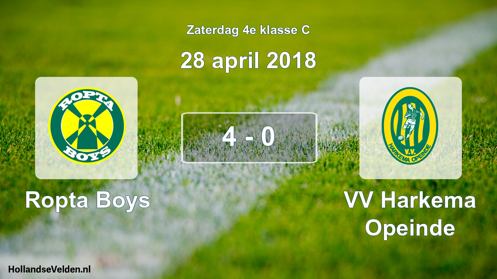 Total number of matches played: Ropta Boys - VV Harkema Opeinde 4 - 0 (28 April 2018)