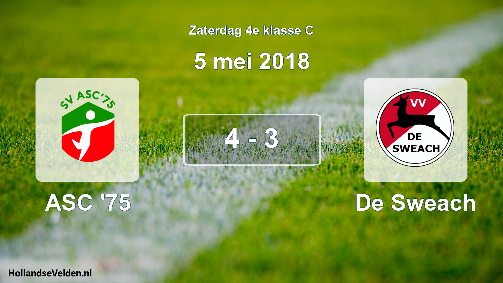 Total number of matches played: ASC '75 - De Sweach 4 - 3 (5 May 2018)