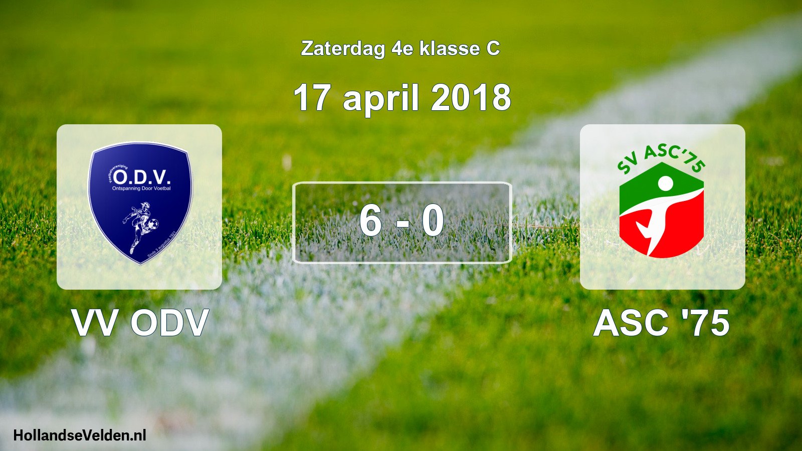 Total number of matches played: VV ODV - ASC '75 6 - 0 (17 April 2018)