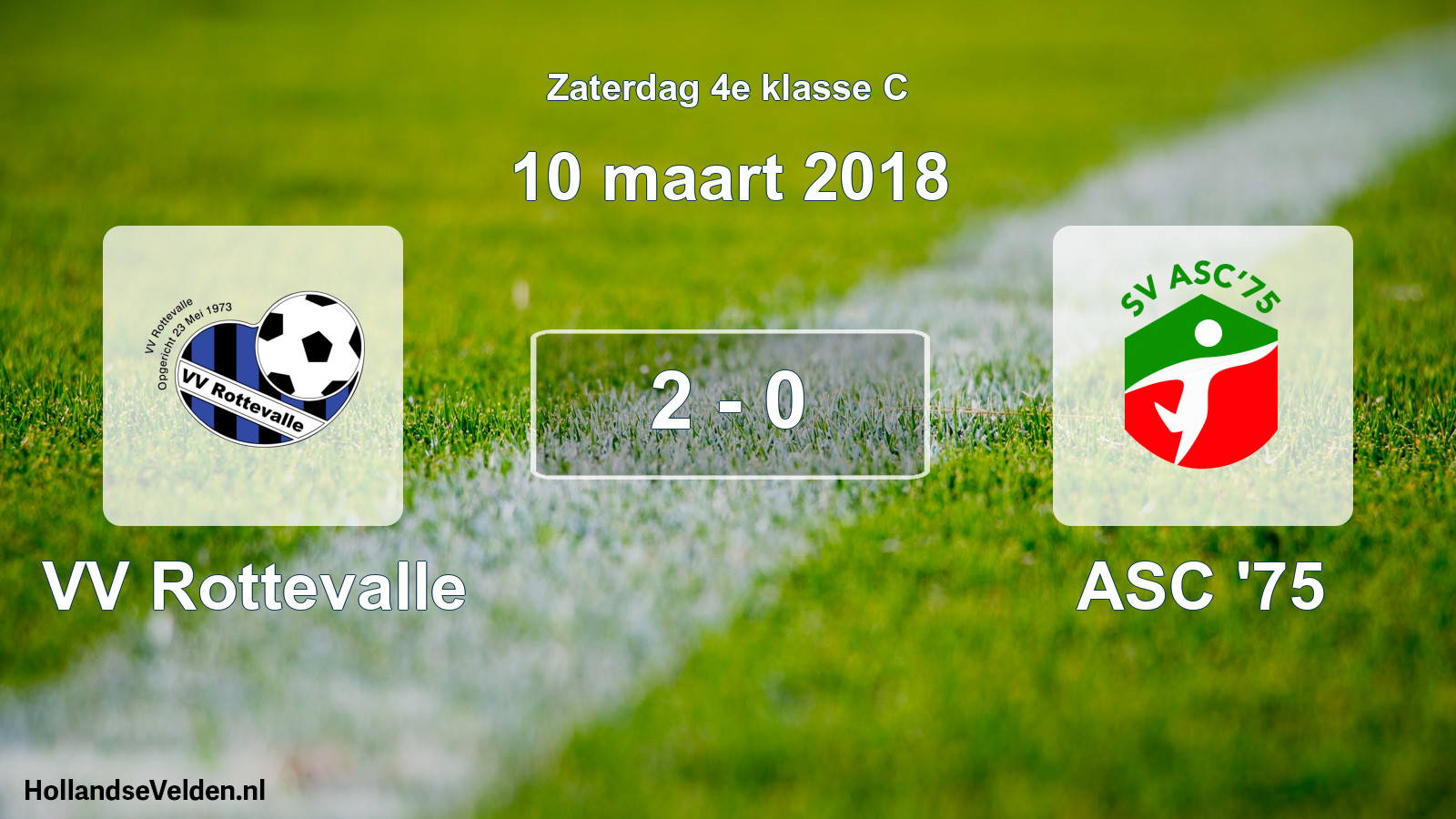 Total number of matches played: VV Rottevalle - ASC '75 2 - 0 (10 March 2018)