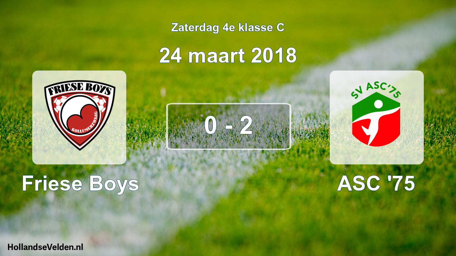 Total number of matches played: Friese Boys - ASC '75 0 - 2 (24 March 2018)