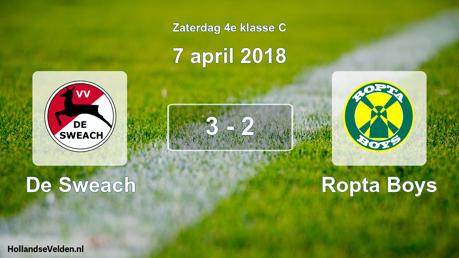 Total number of matches played: De Sweach - Ropta Boys 3 - 2 (7 April 2018)