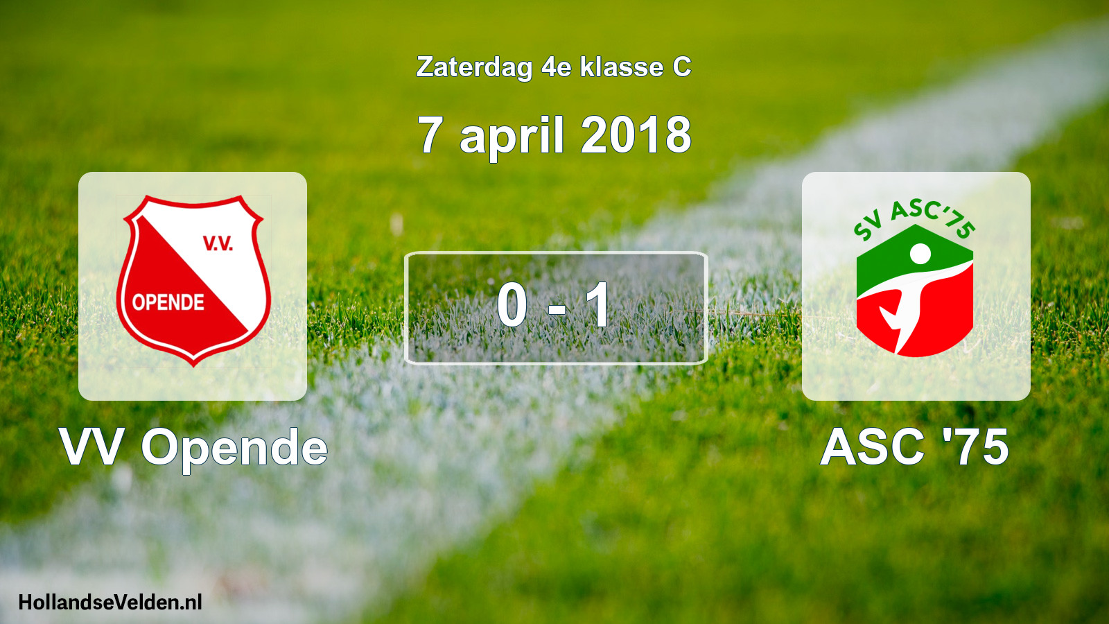 Total number of matches played: VV Opende - ASC '75 0 - 1 (7 April 2018)