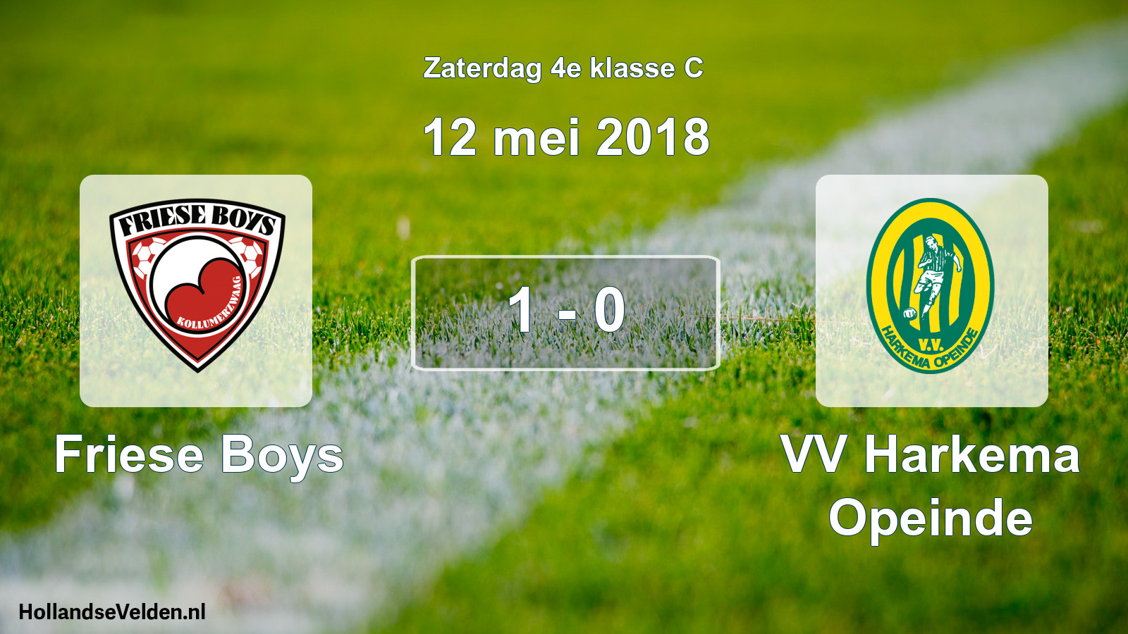 Total number of matches played: Friese Boys - VV Harkema Opeinde 1 - 0 (12 May 2018)
