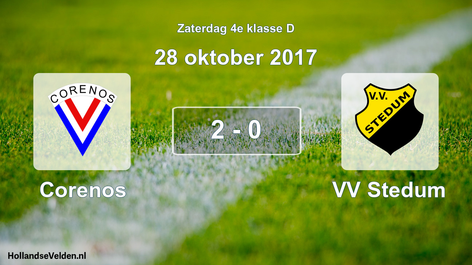 Total number of matches played: Corenos - VV Stedum 2 - 0 (28 October 2017)