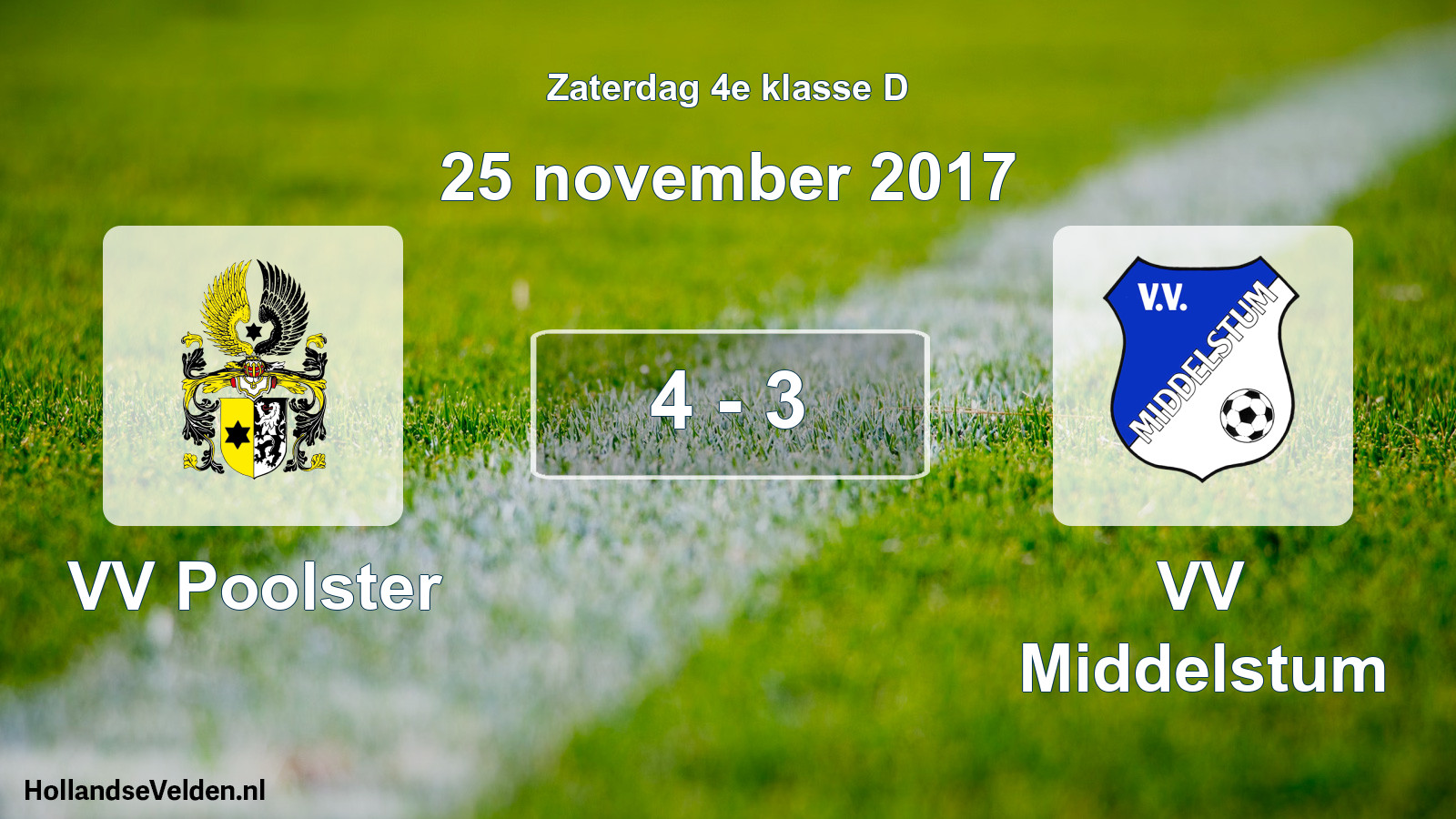 Total number of matches played: VV Poolster - VV Middelstum 4 - 3 (25 November 2017)