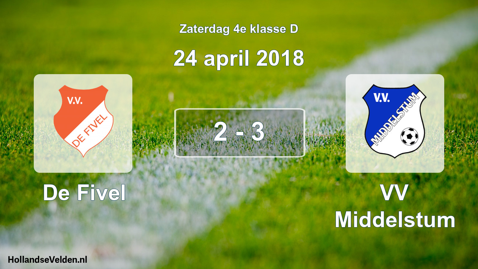 Total number of matches played: De Fivel - VV Middelstum 2 - 3 (24 April 2018)