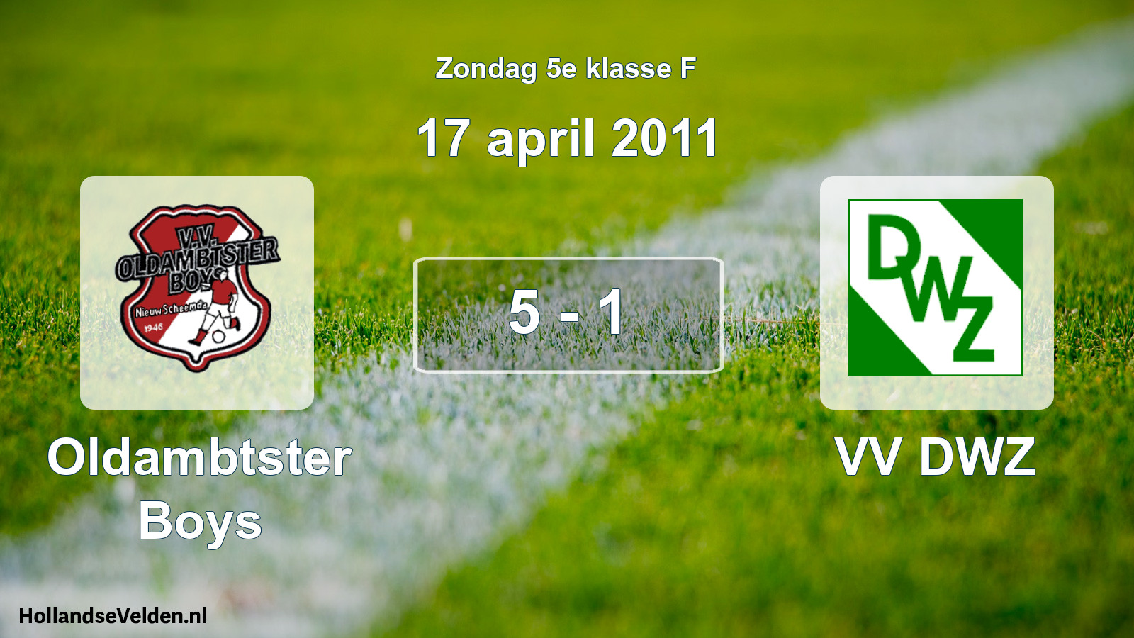Total number of matches played: Oldambtster Boys - VV DWZ 5 - 1 (17 April 2011)