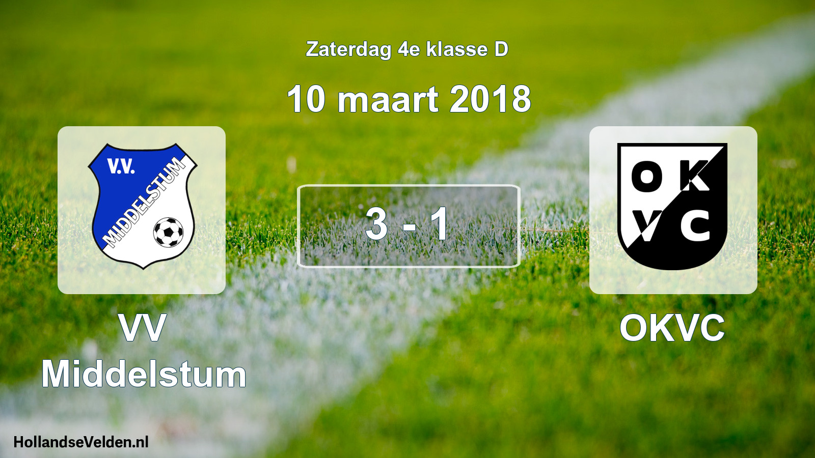 Total number of matches played: VV Middelstum - OKVC 3 - 1 (10 March 2018)