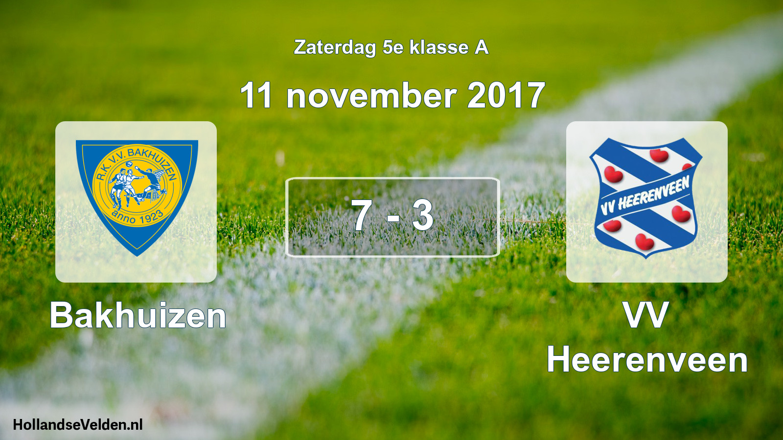 Total number of matches played: Bakhuizen - VV Heerenveen 7 - 3 (11 November 2017)