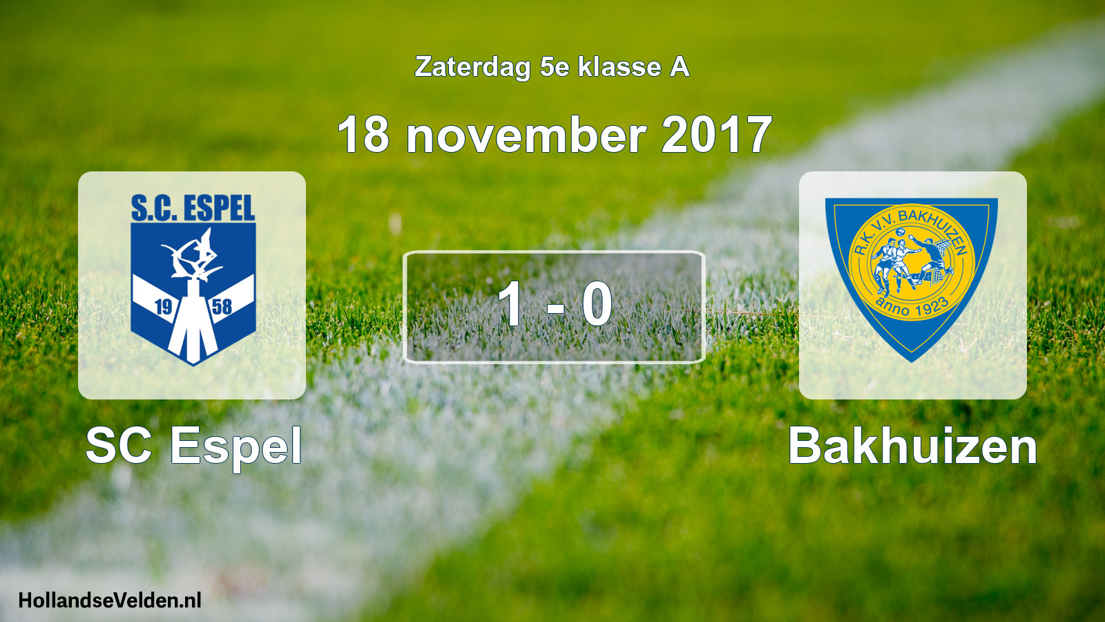 Total number of matches played: SC Espel - Bakhuizen 1 - 0 (18 November 2017)