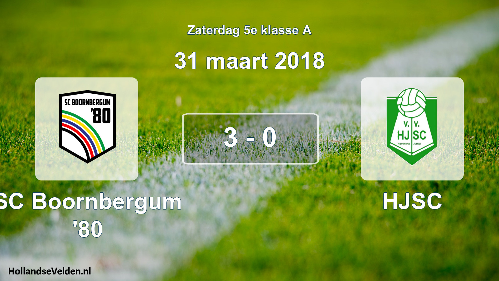 Total number of matches played: SC Boornbergum '80 - HJSC 3 - 0 (31 March 2018)