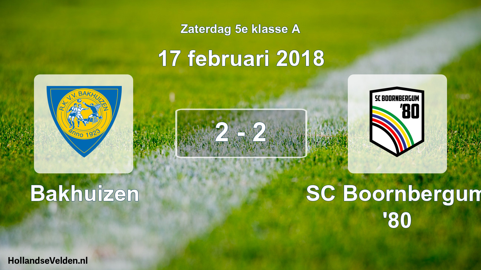 Total number of matches played: Bakhuizen - SC Boornbergum '80 2 - 2 (17 February 2018)