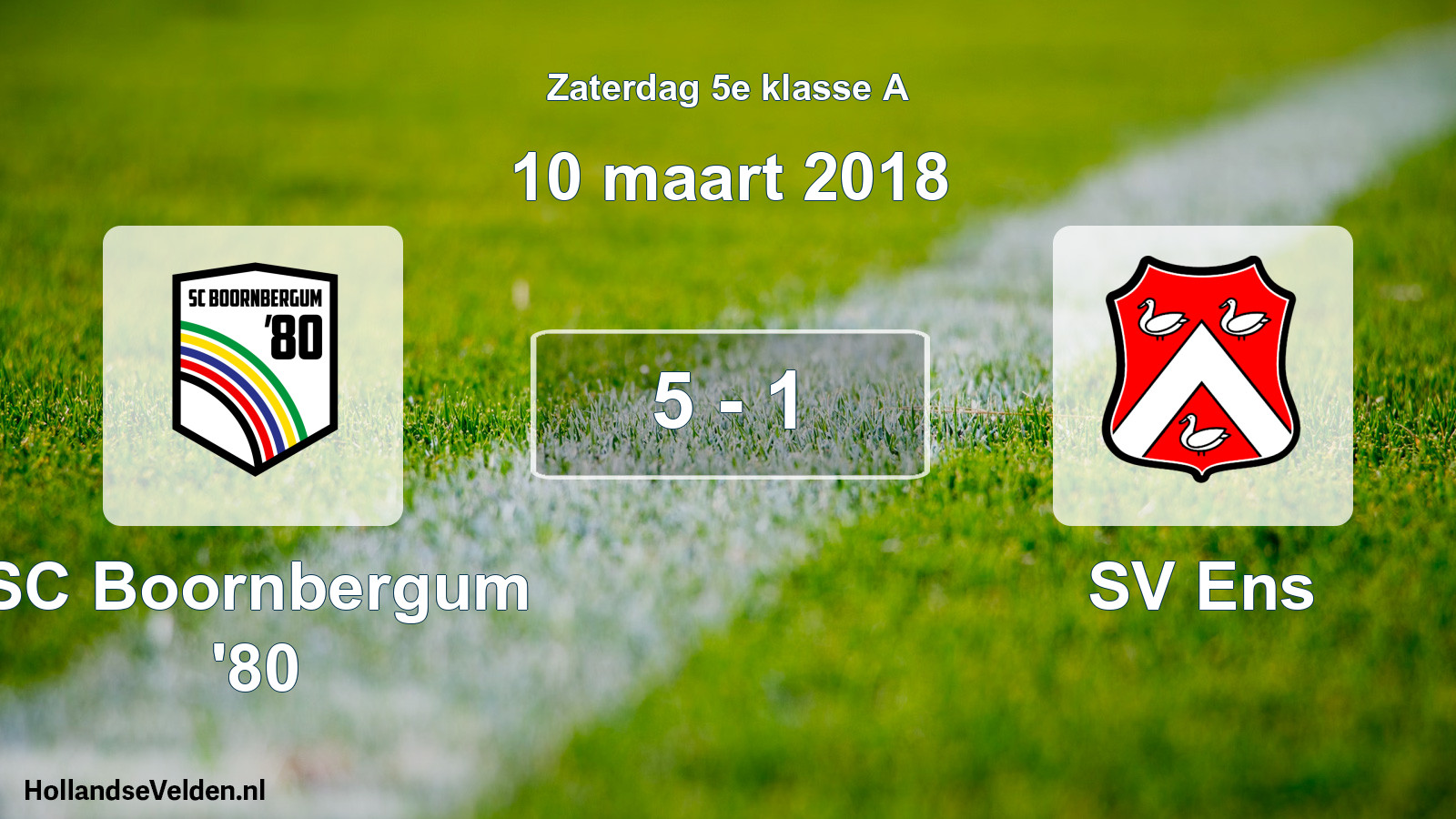 Total number of matches played: SC Boornbergum '80 - SV Ens 5 - 1 (10 March 2018)