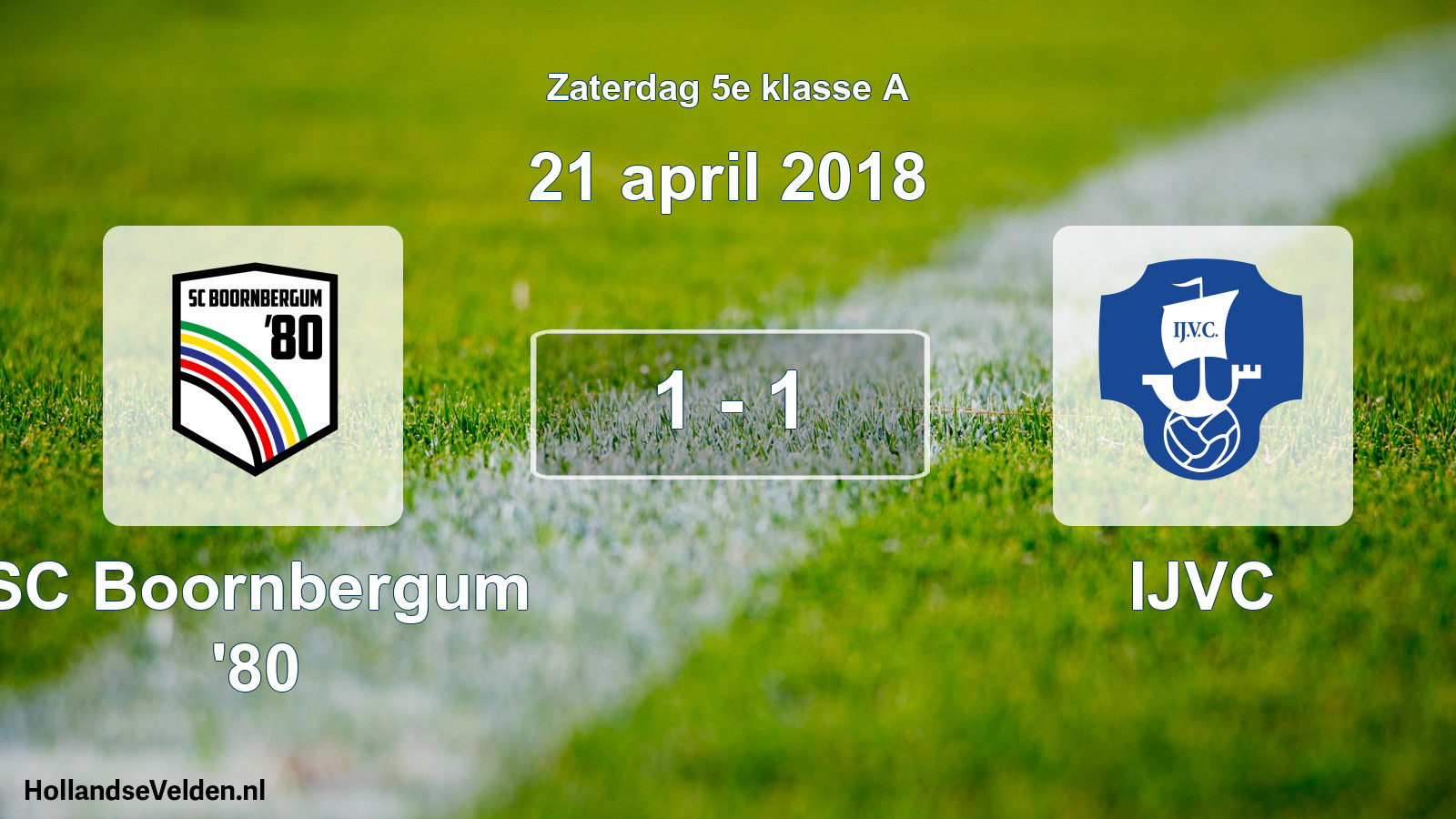 Total number of matches played: SC Boornbergum '80 - IJVC 1 - 1 (21 April 2018)