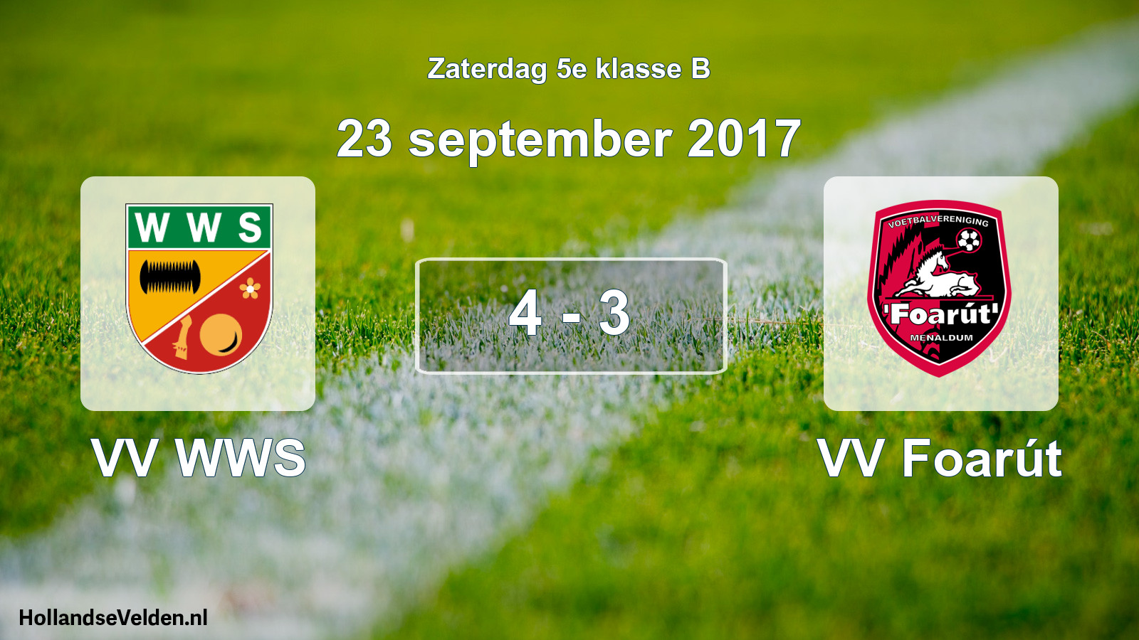 Total number of matches played: VV WWS - VV Foarút 4 - 3 (23 September 2017)