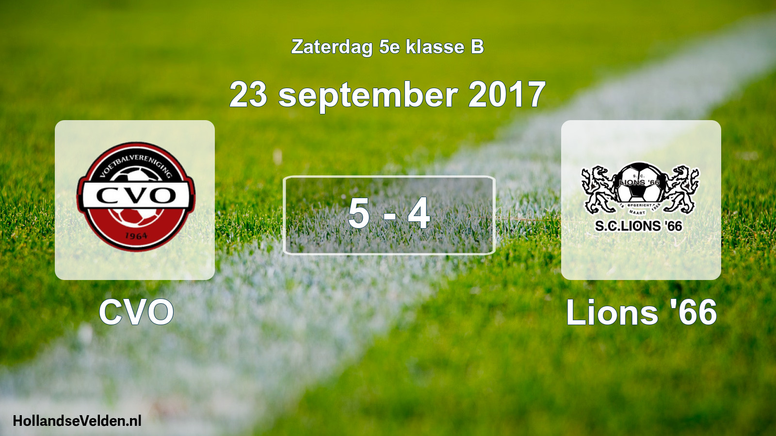 Total number of matches played: CVO - Lions '66 5 - 4 (23 September 2017)