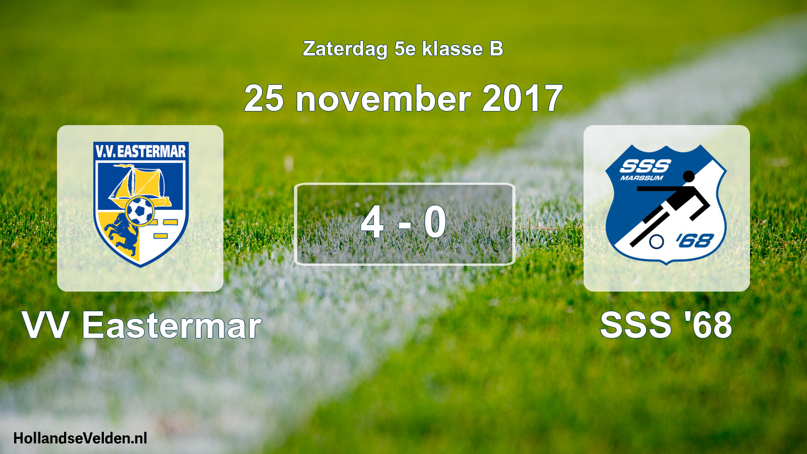 Total number of matches played: VV Eastermar - SSS '68 4 - 0 (25 November 2017)