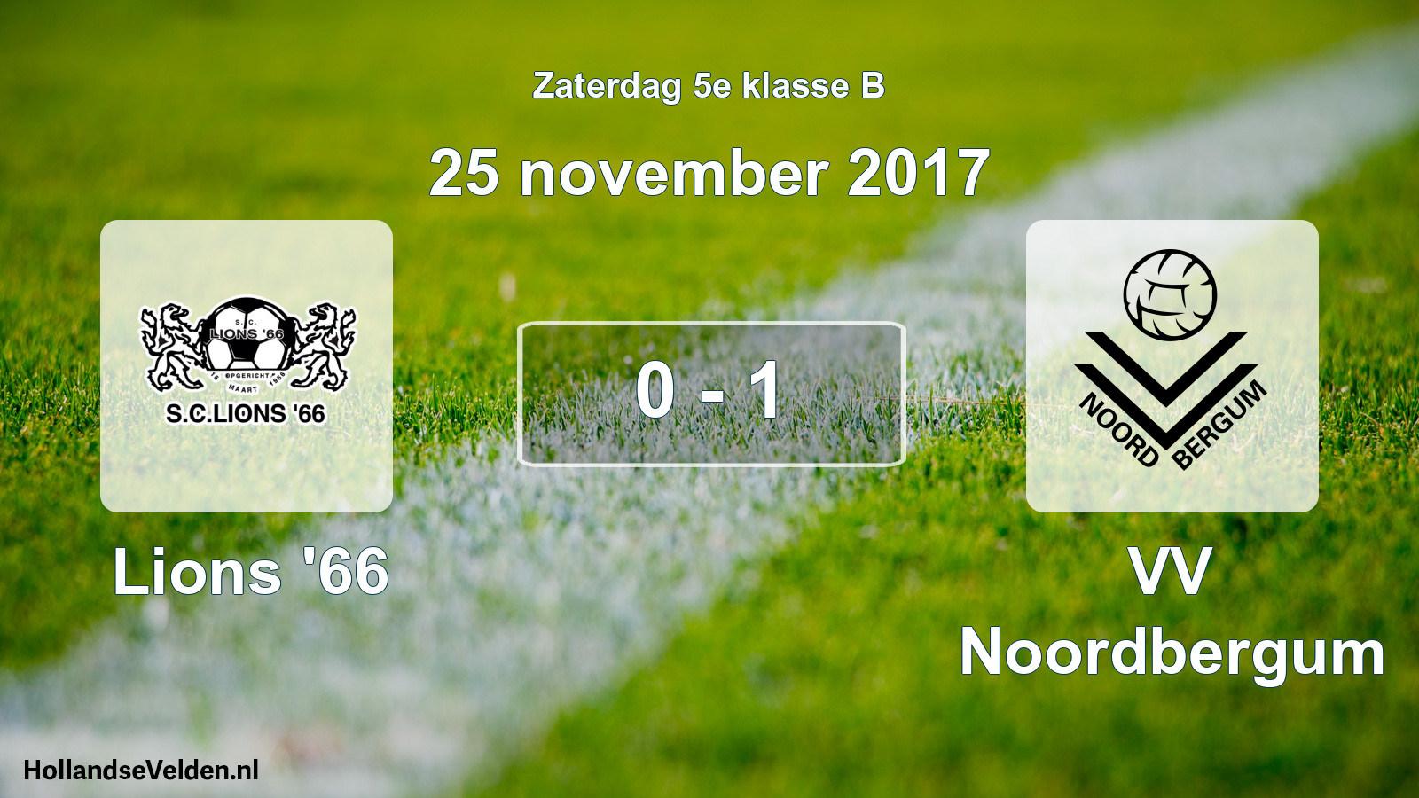 Total number of matches played: Lions '66 - VV Noordbergum 0 - 1 (25 November 2017)