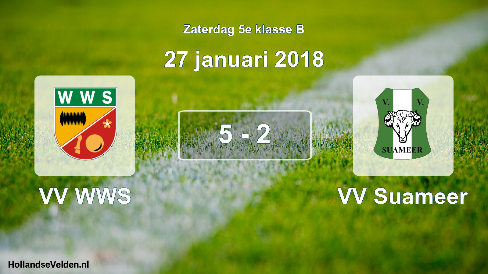 Total number of matches played: VV WWS - VV Suameer 5 - 2 (27 January 2018)