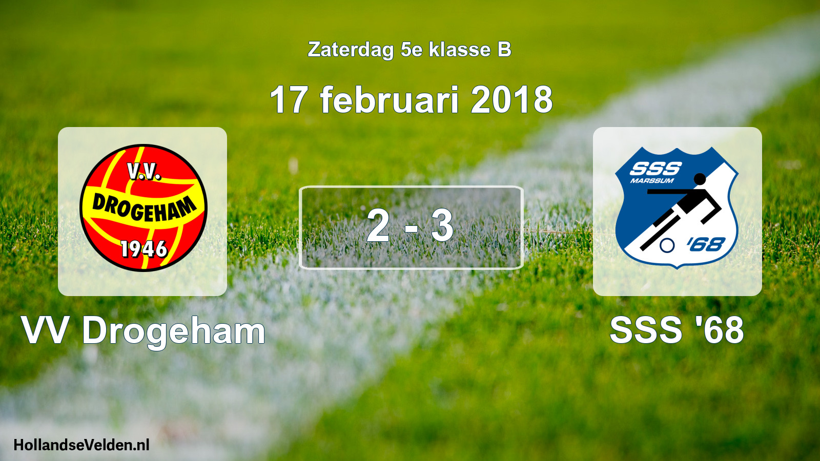 Total number of matches played: VV Drogeham - SSS '68 2 - 3 (17 February 2018)