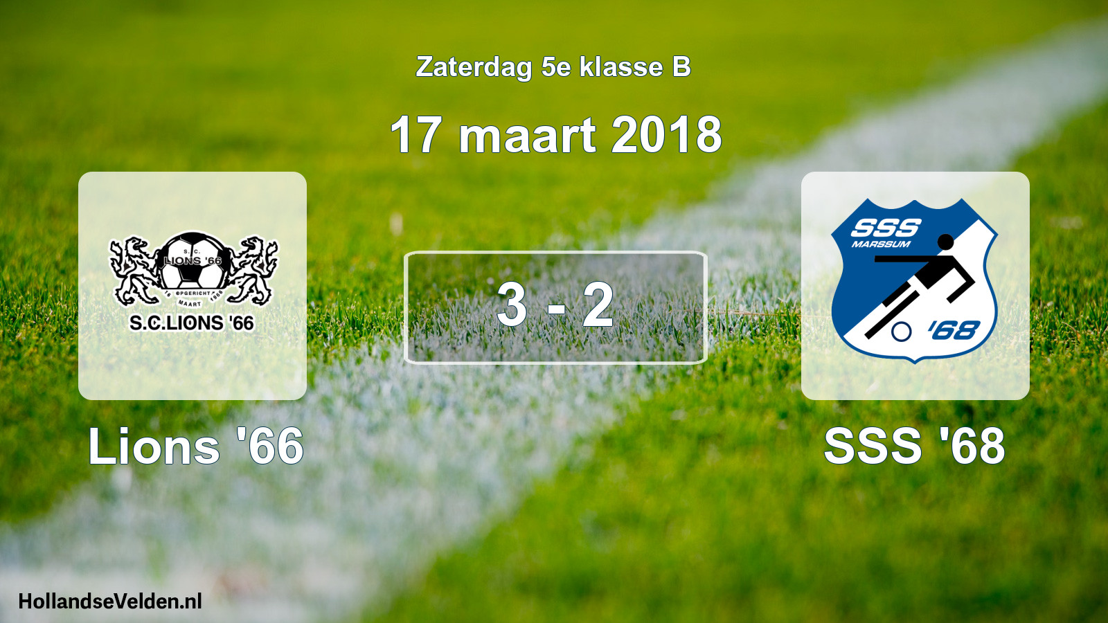 Total number of matches played: Lions '66 - SSS '68 3 - 2 (17 March 2018)