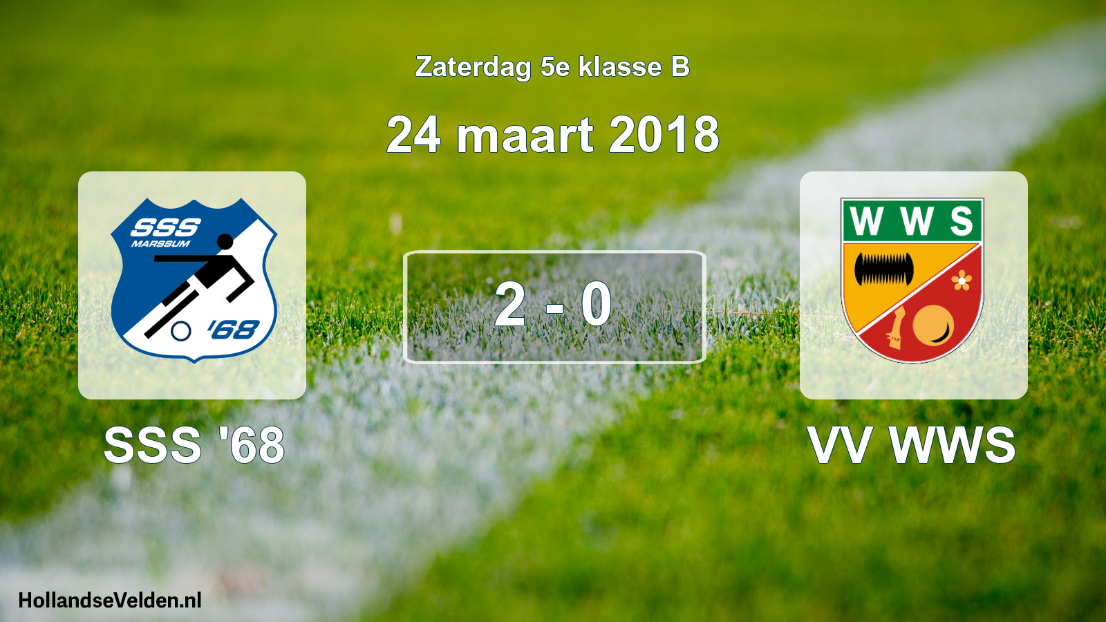 Total number of matches played: SSS '68 - VV WWS 2 - 0 (24 March 2018)
