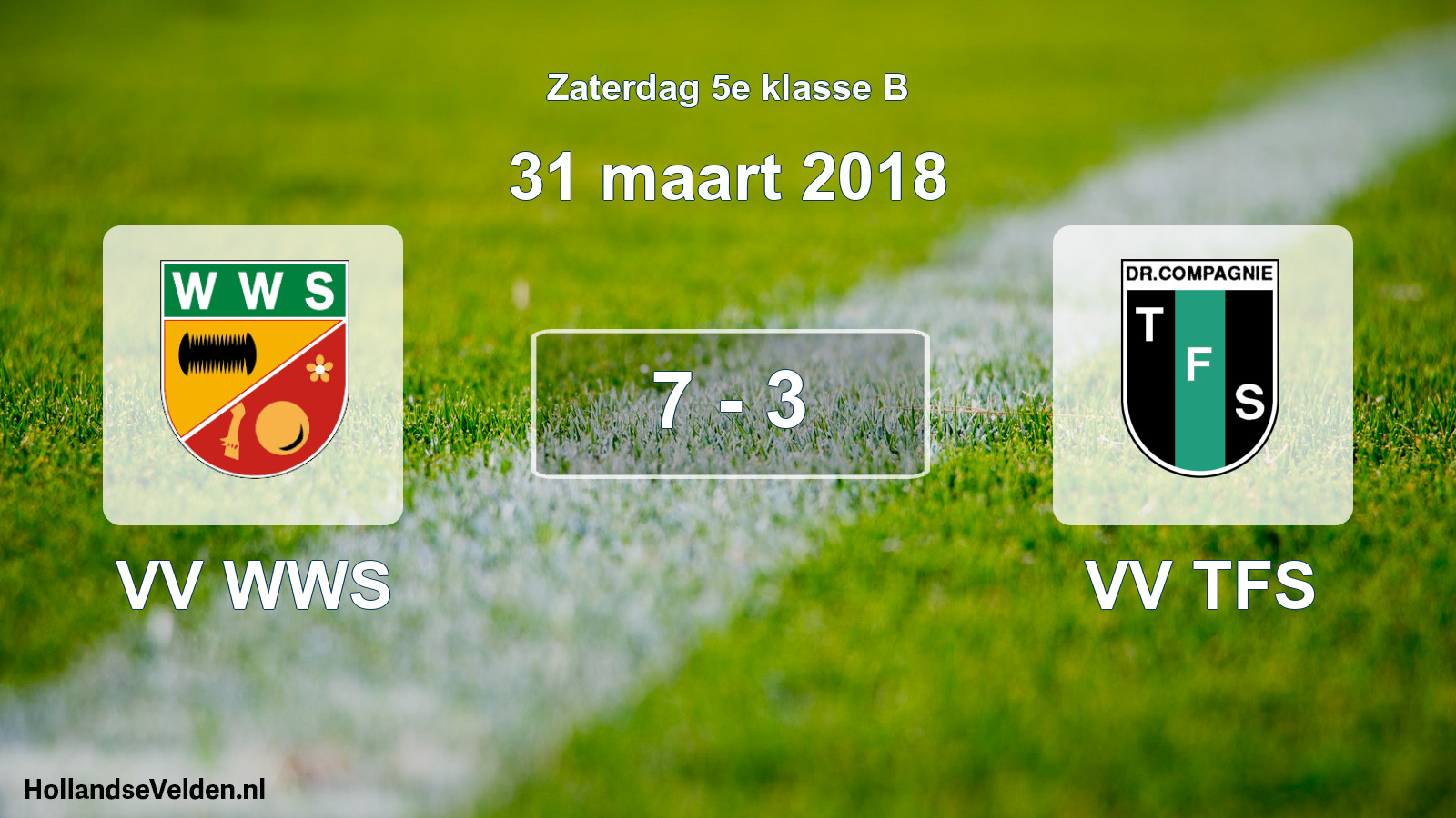 Total number of matches played: VV WWS - VV TFS 7 - 3 (31 March 2018)
