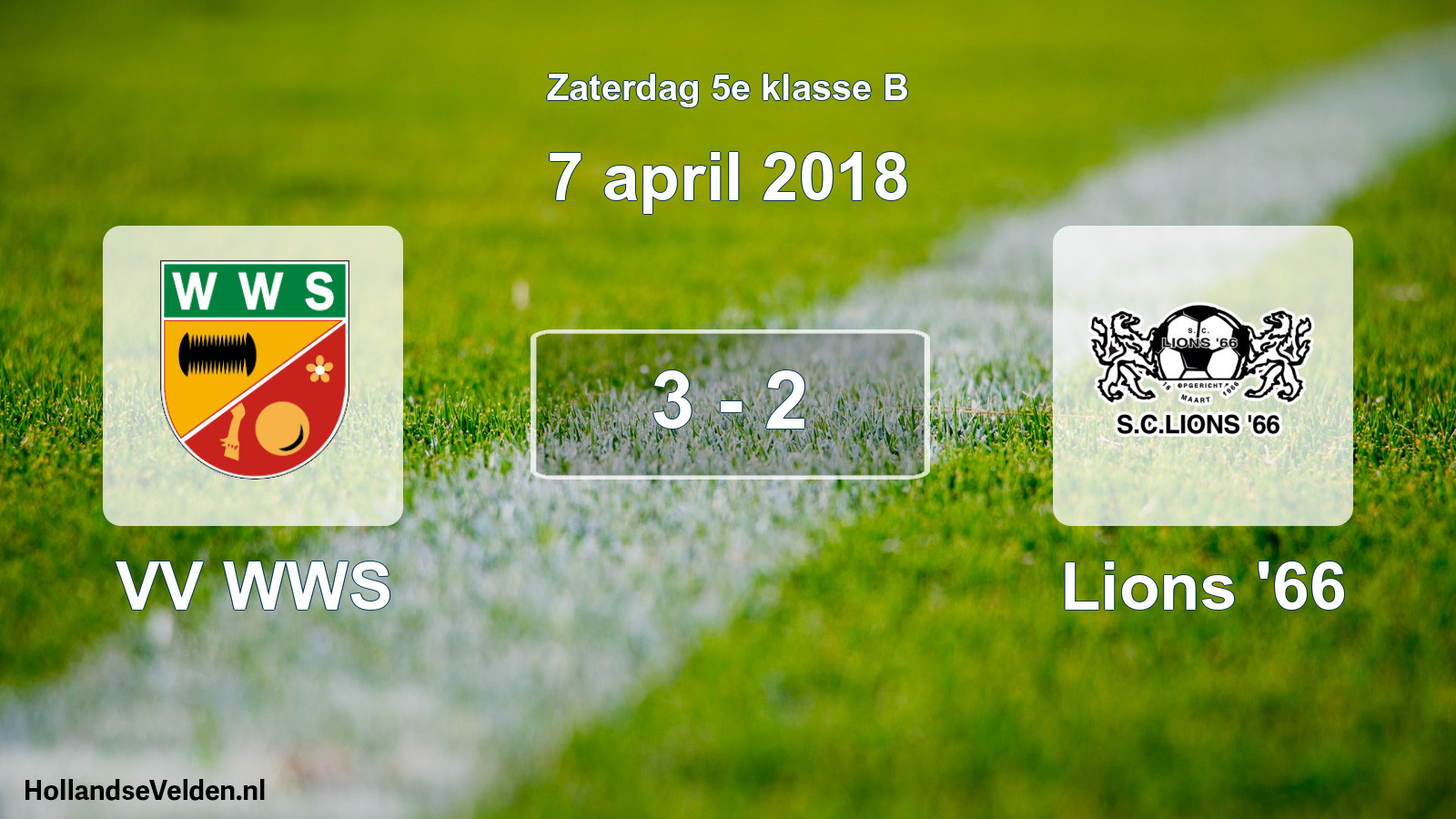 Total number of matches played: VV WWS - Lions '66 3 - 2 (7 April 2018)
