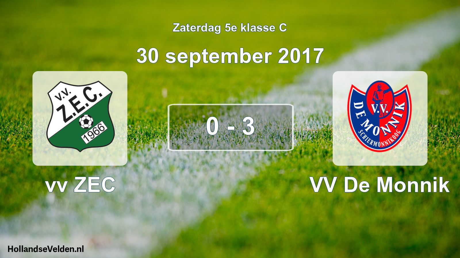 Total number of matches played: vv ZEC - VV De Monnik 0 - 3 (30 September 2017)