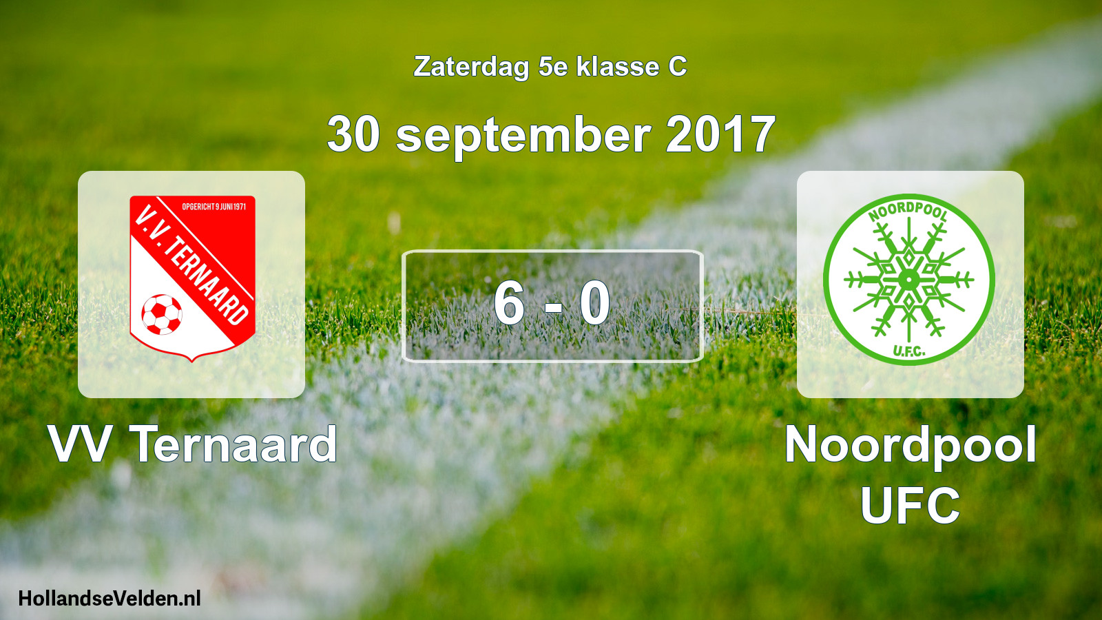 Total number of matches played: VV Ternaard - Noordpool UFC 6 - 0 (30 September 2017)