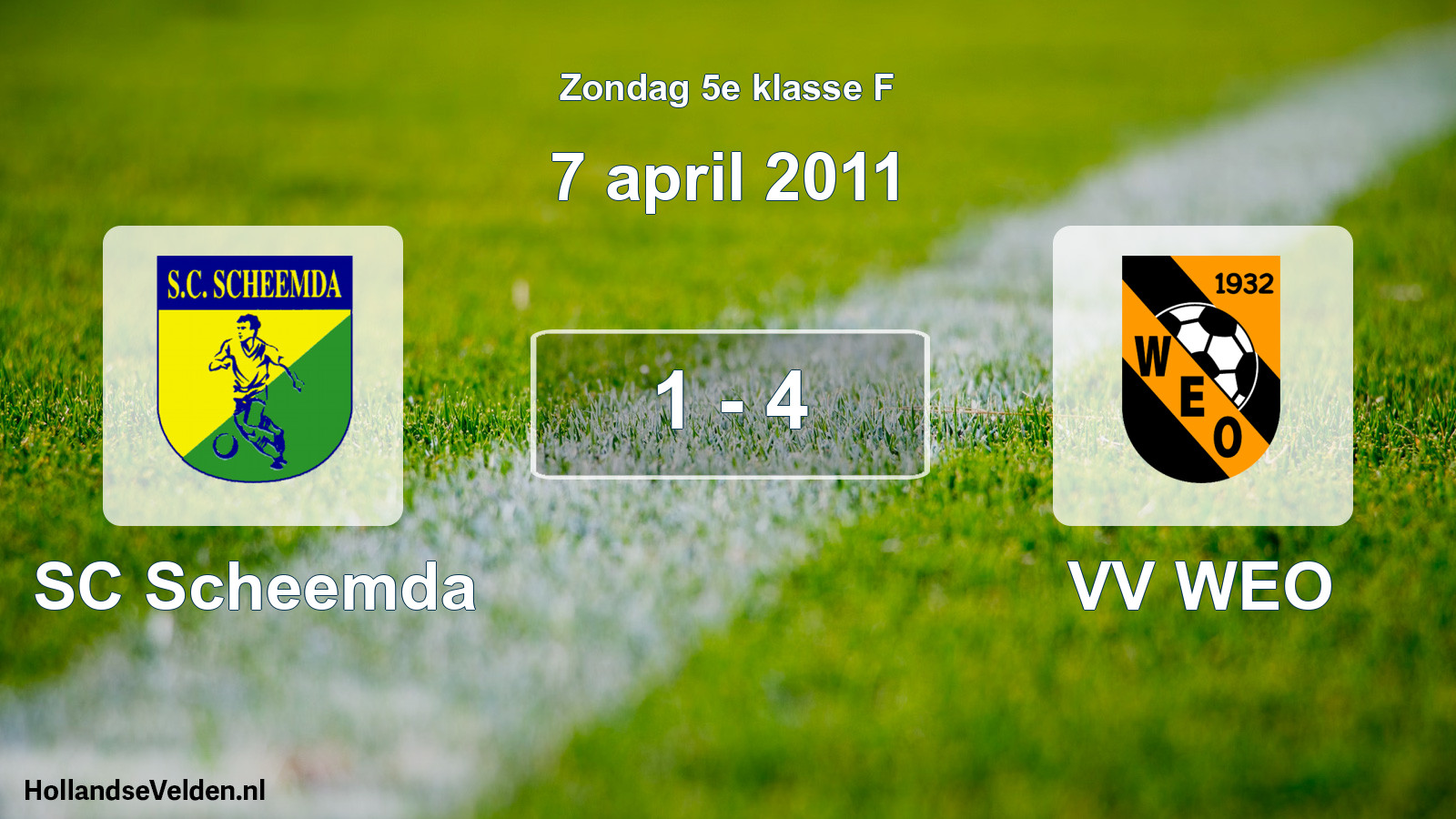 Total number of matches played: SC Scheemda - VV WEO 1 - 4 (7 April 2011)