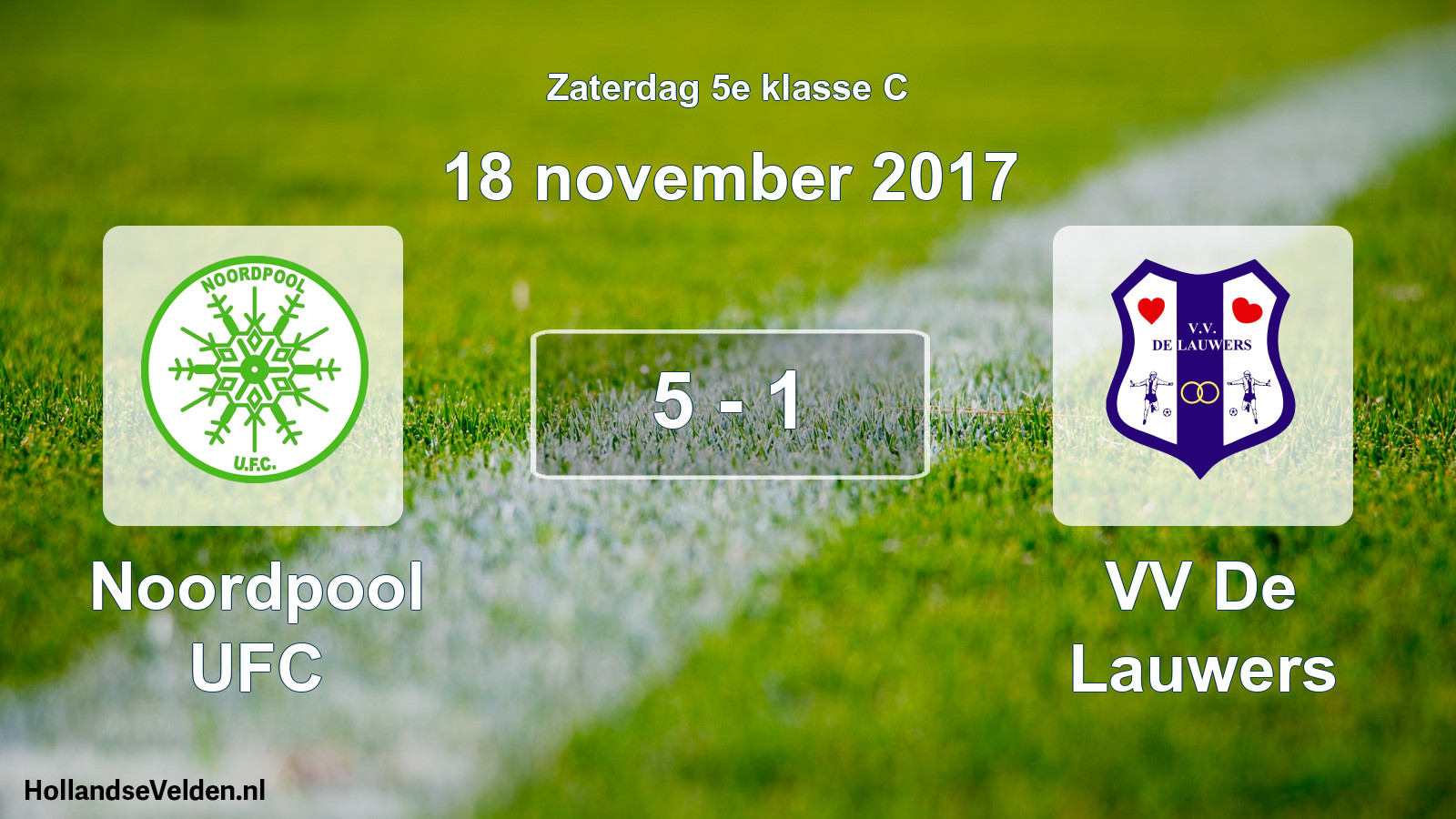 Total number of matches played: Noordpool UFC - VV De Lauwers 5 - 1 (18 November 2017)