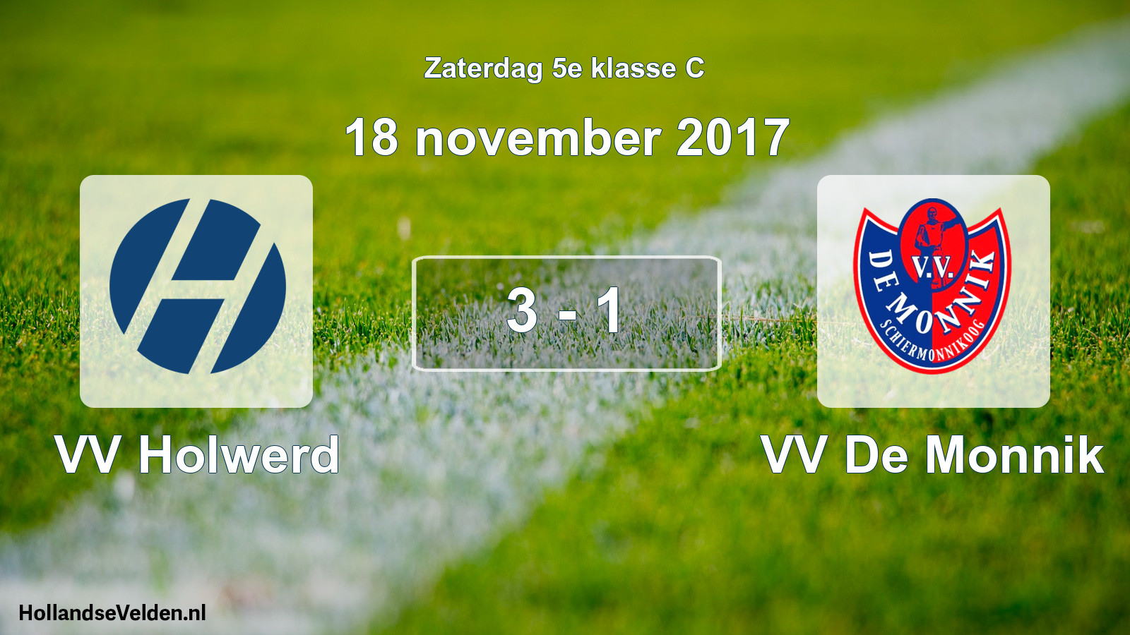 Total number of matches played: VV Holwerd - VV De Monnik 3 - 1 (18 November 2017)