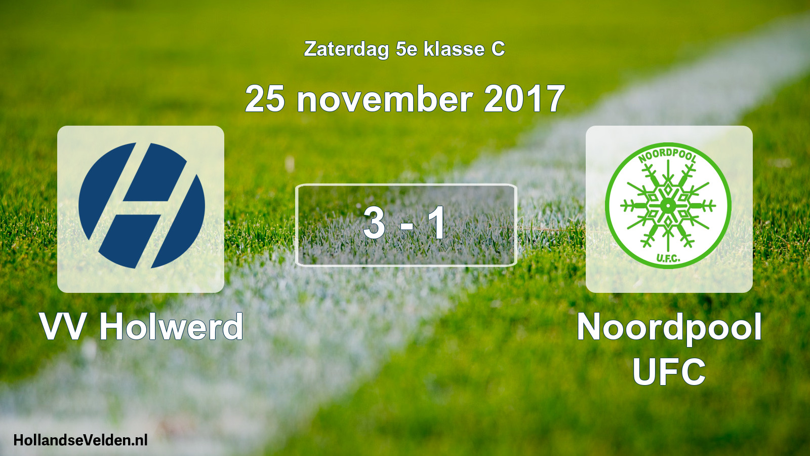 Total number of matches played: VV Holwerd - Noordpool UFC 3 - 1 (25 November 2017)