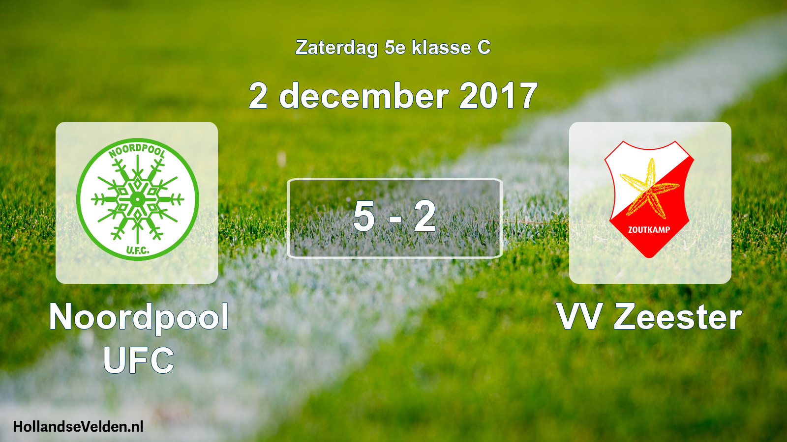 Total number of matches played: Noordpool UFC - VV Zeester 5 - 2 (2 December 2017)