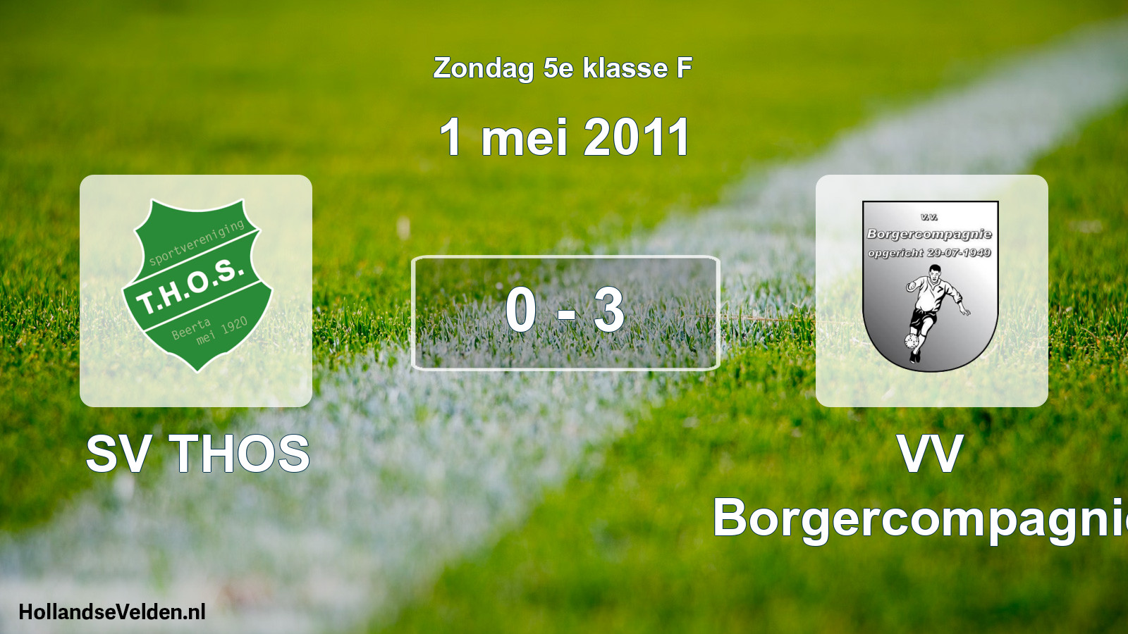 Total number of matches played: SV THOS - VV Borgercompagnie 0 - 3 (1 May 2011)