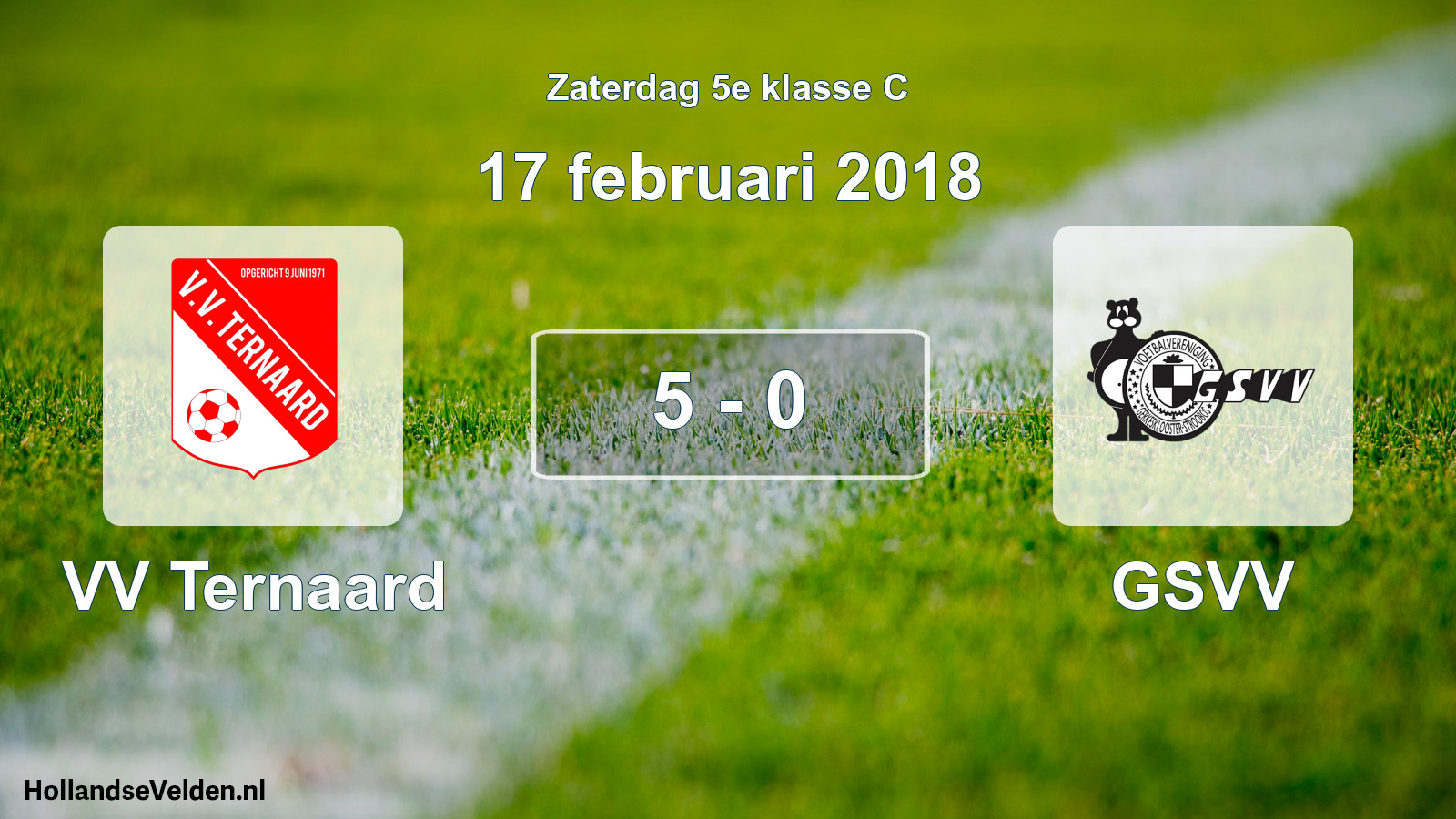 Total number of matches played: VV Ternaard - GSVV 5 - 0 (17 February 2018)
