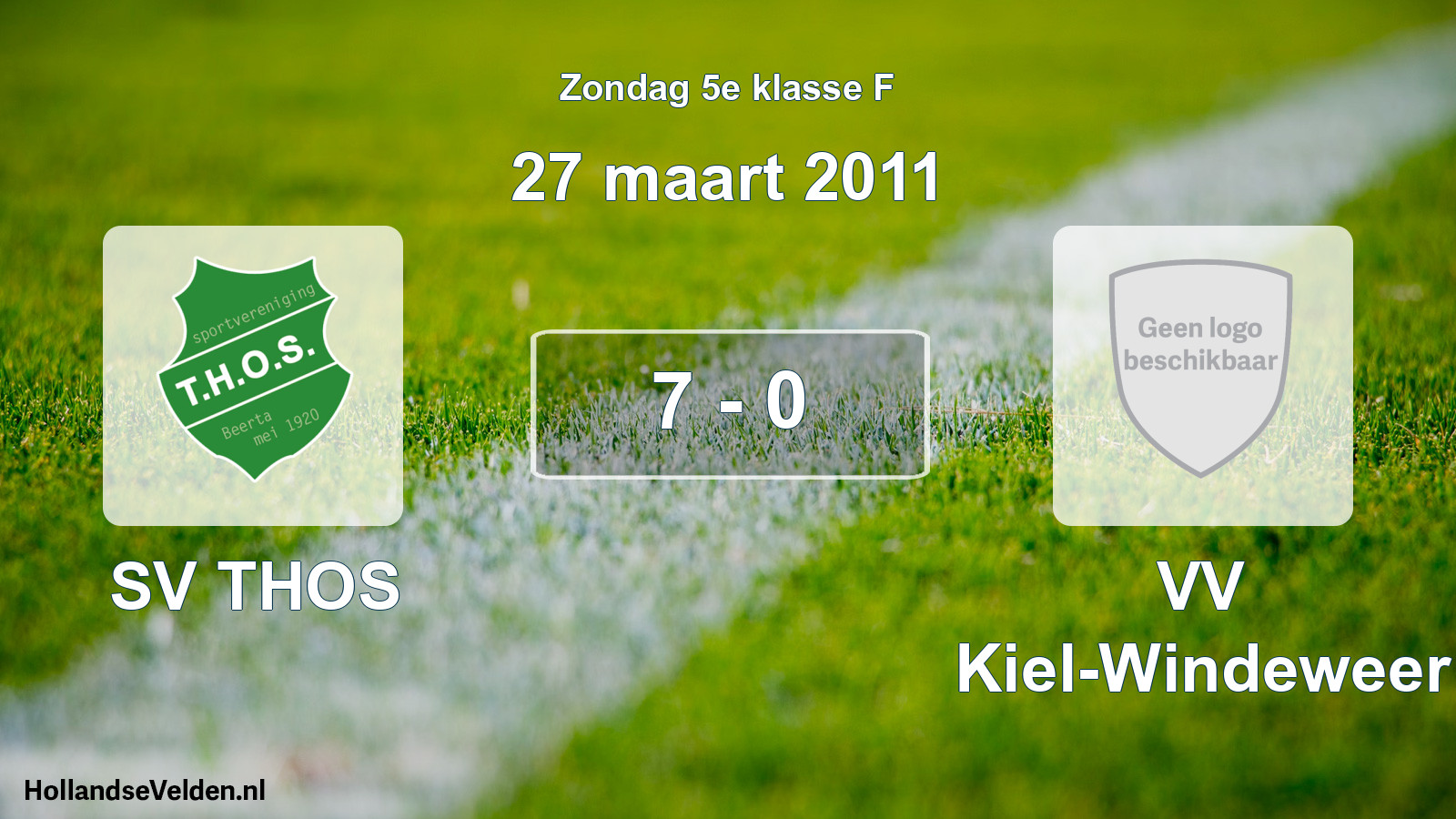 Total number of matches played: SV THOS - VV Kiel-Windeweer 7 - 0 (27 March 2011)