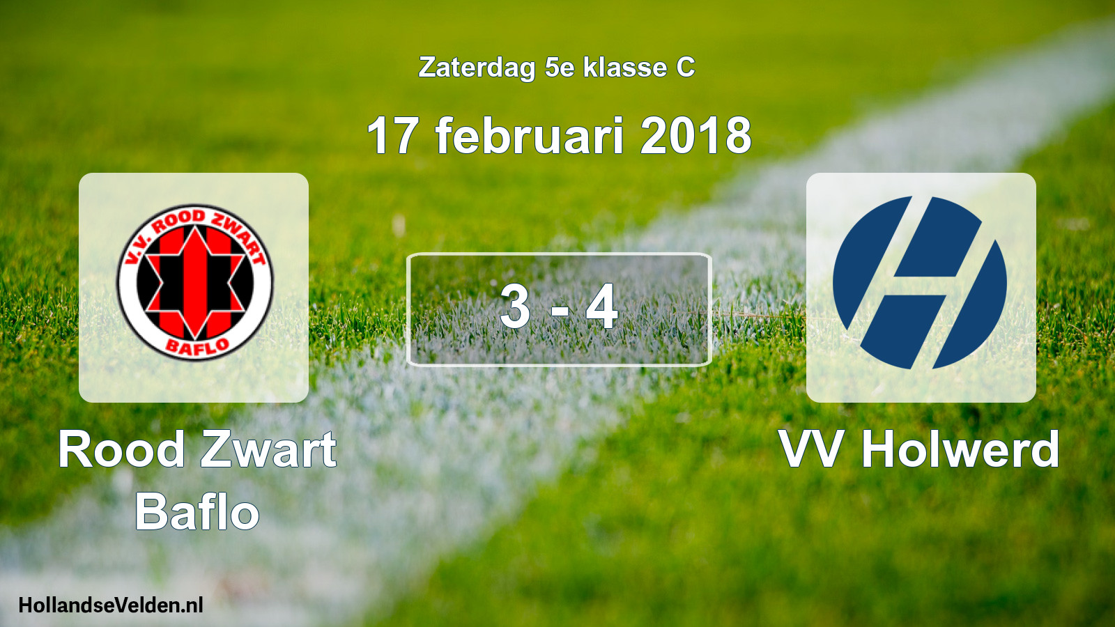 Total number of matches played: Rood Zwart Baflo - VV Holwerd 3 - 4 (17 February 2018)