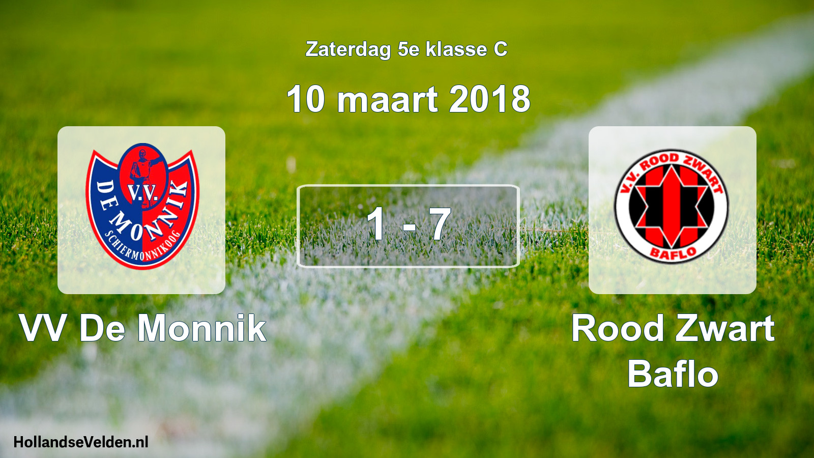 Total number of matches played: VV De Monnik - Rood Zwart Baflo 1 - 7 (10 March 2018)