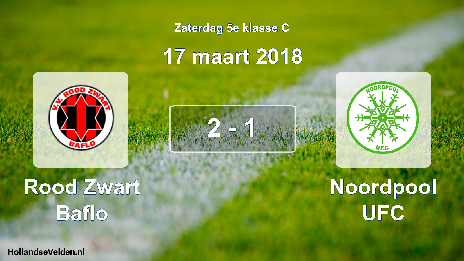 Total number of matches played: Rood Zwart Baflo - Noordpool UFC 2 - 1 (17 March 2018)