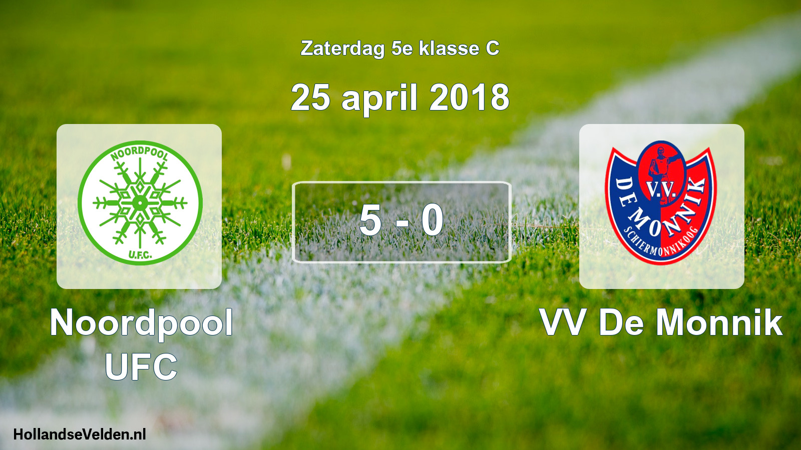 Total number of matches played: Noordpool UFC - VV De Monnik 5 - 0 (25 April 2018)