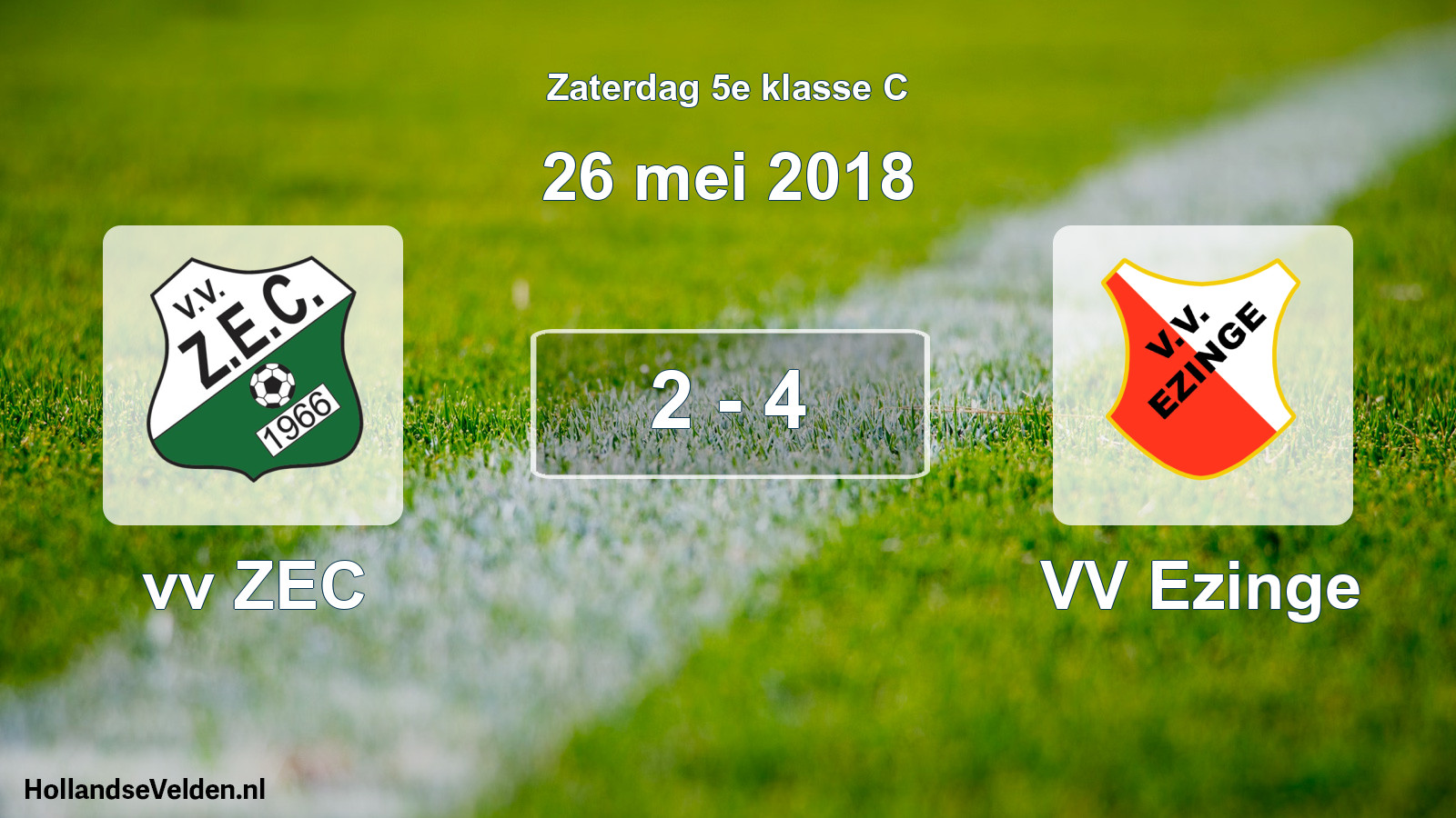 Total number of matches played: vv ZEC - VV Ezinge 2 - 4 (26 May 2018)