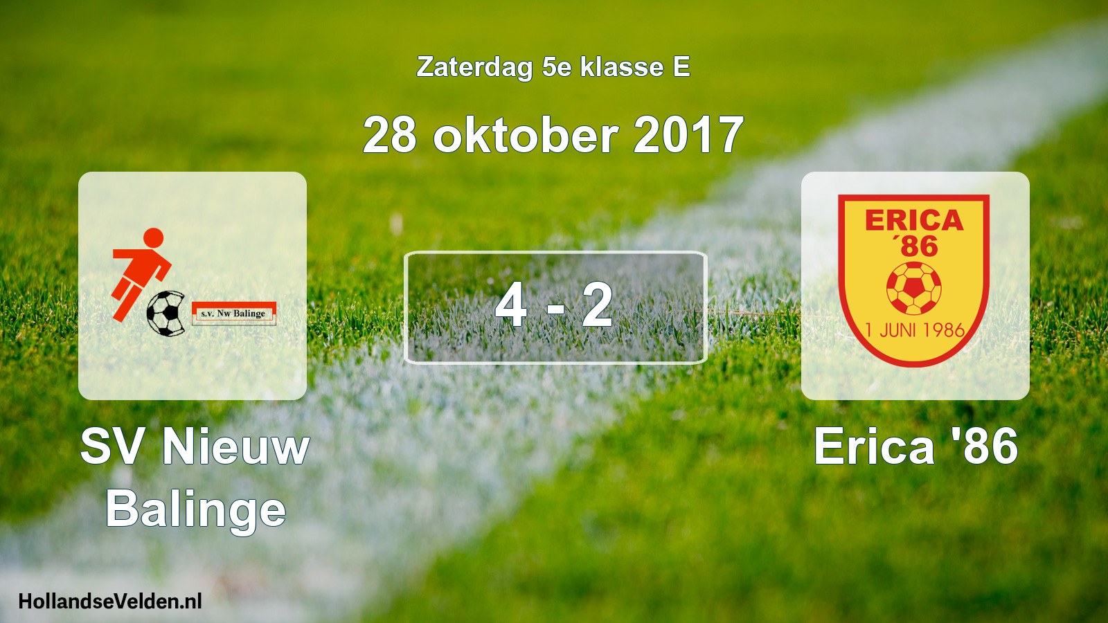 Total number of matches played: SV Nieuw Balinge - Erica '86 4 - 2 (28 October 2017)