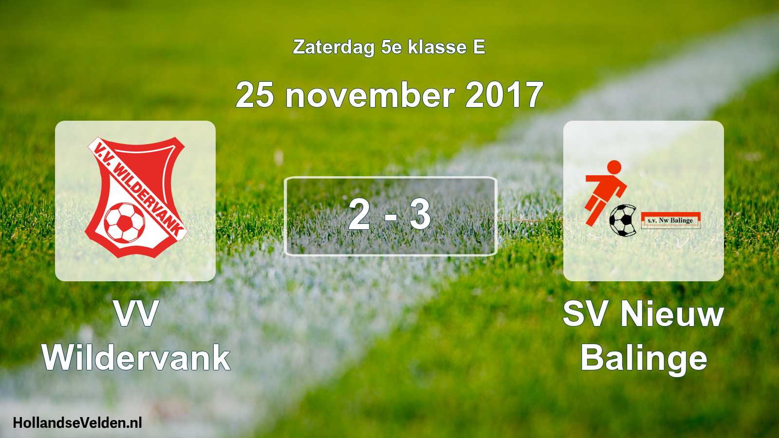 Total number of matches played: VV Wildervank - SV Nieuw Balinge 2 - 3 (25 November 2017)
