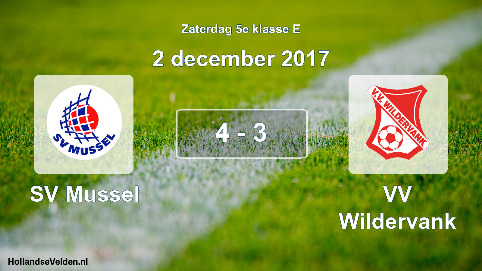 Total number of matches played: SV Mussel - VV Wildervank 4 - 3 (2 December 2017)