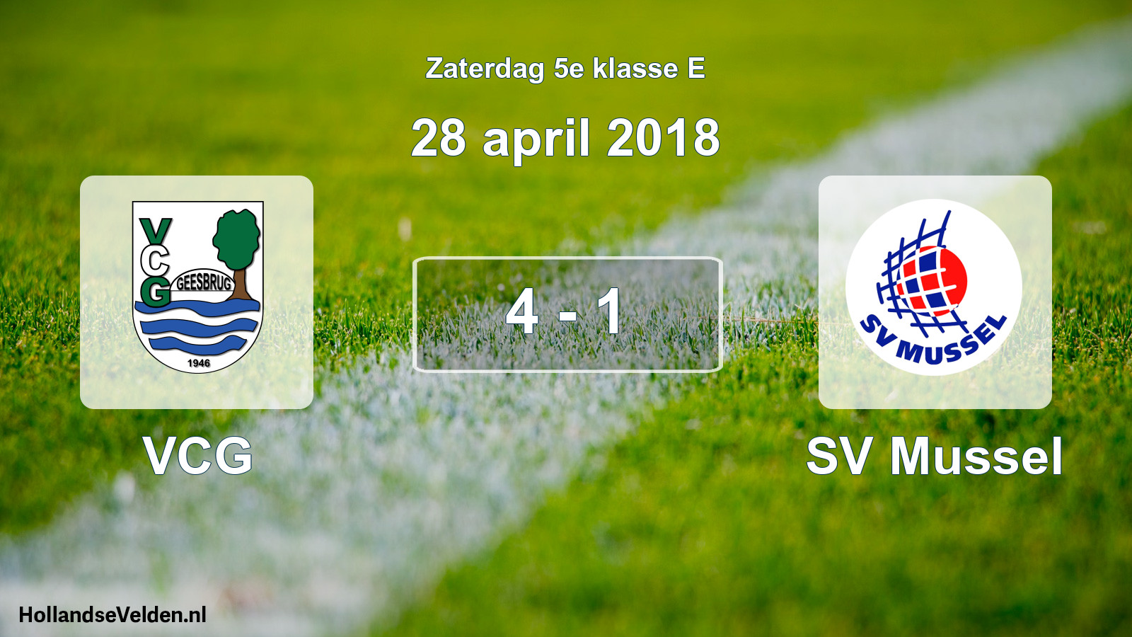 Total number of matches played: VCG - SV Mussel 4 - 1 (28 April 2018)